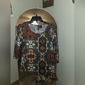 New Directions Multicolor Patterned Blouse